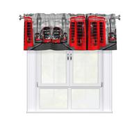 Just Contempo Rideaux courts semi-transparents filtrants pour chambre à coucher et salle de bain Motif téléphone Londres rétro 137 x 45 cm