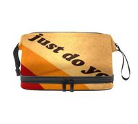 Just Do You Trousse de toilette double couche pour femmes et filles, trousse de toilette de voyage, trousse de maquillage pratique avec compartiment à pinceaux, multicolore, 27x15x14 cm/10.6x5.9x5.5