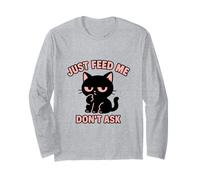 Just Feed Me Don't Ask Funny Kawaii Chat Noir Manche Longue