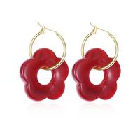 Just Follow Boucles d'oreilles créoles minimalistes en forme de fleur en résine - Style bohème - Pour la fête des mères - Cadeau pour femme, Résine, Pas de gemme