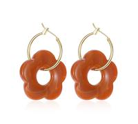 Just Follow Boucles d'oreilles créoles minimalistes en forme de fleur en résine - Style bohème - Pour la fête des mères - Cadeau pour femme, Small/Medium (as shown in the picture), Résine, Pas de