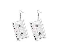 Just Follow Boucles d'oreilles pendantes rétro en forme de cassette pour femme, bijou tendance, accessoire de décoration d'oreille, cadeau de Noël, Plastique