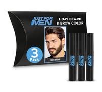 Just for Men 1-Day Beard & Brow Color, Temporary Color for Beard and Eyebrows, For a Fuller, Well-Defined Look, Up to 30 Applications, Dark Brown, Ships in Eco-Friendly Packaging (Pack of 3)