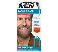 Just For Men Barba & Moustache Teinture pour homme à la kératine, pour une barbe plus dense, teinture sans ammoniaque, élimine les poils gris, avec peigne applicateur, couleur châtain moyen, M35