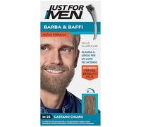 Just For Men Barba & Moustache Teinture pour homme à la kératine, pour une barbe plus dense, teinture sans ammoniaque, élimine les poils gris, avec peigne applicateur, couleur châtain clair, M25
