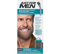 Just For Men Barbe & Moustache, Gel colorant pour Barbe Homme, Sans Ammoniaque, Élimine les Poils Blancs, Avec Peigne Applicateur, Rápide et Facile, Châtain Moyen M35