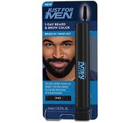 Just For Men Brosse de couleur pour barbe et sourcils en 1 jour, pour une couverture instantanée des cheveux gris, brosse, lavage, pour un look plus épais et bien défini, noir véritable