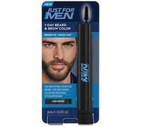 Just For Men Brosse de couleur pour barbe et sourcils en 1 jour, pour une couverture instantanée des cheveux gris en 1 étape, brosse, lavage, pour un look plus épais et bien défini, marron foncé