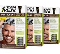 Just For Men Control GX, Shampooing Et Colorante Pour Cheveux Blancs Pour Hommes, Avec De L'Huile De Noix De Coco Et De L'Aloe Vera, Pour Tous Les Nuances, 118 ml (Lot De 3)