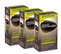 Just For Men Control GX - Shampooing Réducteur de Gris pour cheveux gris, à l'huile de coco et à l'aloe vera, nouvelle formule améliorée, toutes les nuances, 118 ml x 3 unités + Pack Promoo