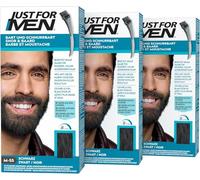 Just For Men Formule Coloration Moustache Et Barbe Noir, E Élimine Les Poils Gris Pour Un Rendu Plus Épais, M55, Lot de 3