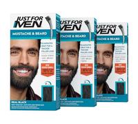 Just For Men Mustache and Beard Brush-In Color Gel, Real Black (Pack of 3)