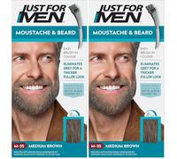 Just For Men Peinture pour barbe et moustache brun moyen, élimine les cheveux gris et donne un aspect plus épais et plus complet, M35 (Lot de 2)
