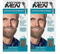 Just For Men Peinture pour barbe et moustache de couleur marron clair, élimine les cheveux gris et donne un aspect plus épais et plus complet, M25 (Lot de 2)
