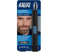 Just For Men Retouche Instantané Pour Barbe Et Sourcils Blancs, Couleur Temporaire Pour Un Look Plus Plein Et Défini Jusqu'à 30 Applications, Châtain Moyen