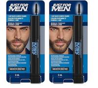 Just For Men Retouche Instantanée De Gris Barbe Et Sourcils Pour Hommes, Coloration Temporaire Pour Un Look Plus épais Et Bien Défini, Jusqu'à 30 Applications, Couleur Brun Foncé (Lot de 2)