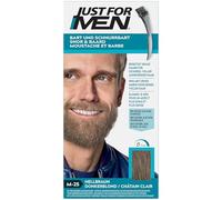 Just For Men Teinture Barbe Châtain Clair, Coloration Moustache Et Barbe Homme, Élimine Les Poils Blancs Pour Un Résultat Plus Épais, Avec un Pinceau Applicateur, Rapide et Facile, Châtain Clair, M25