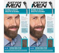 Just For Men Teinture moustache et barbe, élimine les cheveux blancs pour une apparence plus épaisse et plus complète, avec pinceau applicateur inclus, couleur marron clair moyen, M30 (Lot de 2)