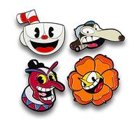 Just Funky Cuphead Collectibles| Exclusive Cuphead Enamel Pin Set 4 Pack