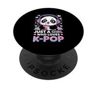 Just Girl Who Loves K-Pop Kawaii Panda Boba Musique PopSockets PopGrip Adhésif