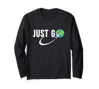 Just Go Travel Addict Globe Avion World Solo Traveler Manche Longue