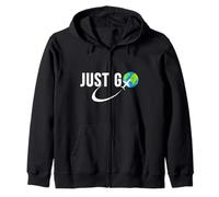 Just Go Travel Addict Globe Avion World Solo Traveler Sweat à Capuche