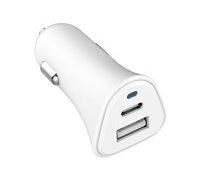 Just Green - Adaptateur d'alimentation pour voiture - 3 A - 2 connecteurs de sortie (USB, 24 pin USB-C) - blanc