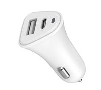 Chargeur voiture USB A + USB C Eco-conçu 37W (12+25W) Power Delivery Blanc Just Green