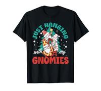 Just Hanging with My Gnomies Merry Christmas Pyjama de Noël T-Shirt Graphique avec Valeur