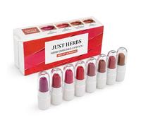 Just Herbs Micro-mini kit de rouge à lèvres ayurvédique | Kit de 8 rouges à lèvres mats | Longue durée | Léger | Formule ayurvédique | Facile à transporter - 9,6 g