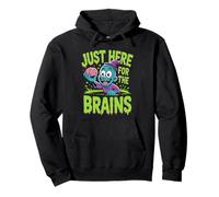 Just Here for The Brains Cute Zombie Halloween Humour Sweat à Capuche