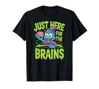 Just Here for The Brains Cute Zombie Halloween Humour T-Shirt