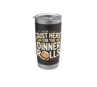 Just Here for the Dinner Rolls Thanksgiving Autumn Leaf Gobelet isotherme en acier inoxydable double paroi