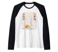Just Here for The Dinner Rolls Thanksgiving Autumn Leaf Manche Raglan