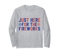 Just Here for the Firework Patriotic Independence Day 4 juillet Manche Longue
