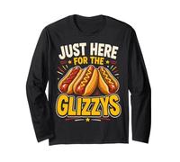 Just Here for The Glizzys Funny Hot Dog Cookout Humor Manche Longue