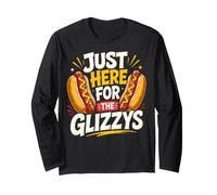 Just Here for The Glizzys Funny Hot Dog Cookout Humor Manche Longue