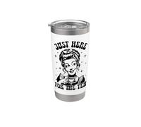 Just Here For The Tea Funny Vintage Retro Trendy Meme Gobelet isotherme en acier inoxydable double paroi