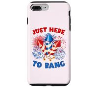Just Here to Bang Feux d'artifice Amusants avec Drapeau américain du 4 Juillet Coque pour iPhone 7 Plus/8 Plus