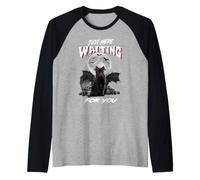 Just Here Waiting for You Black Cat Devil Moon Halloween Manche Raglan