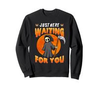 Just Here Waiting for You Grim Reaper Halloween Costume Sweatshirt