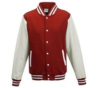 Just Hoods by AWDis Varsity Jacket - Blouson Teddy Manches Longues - Homme - Rouge (Fire Red/White) - Large