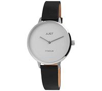 Just JU10187 Montre pour femme en cuir avec boîtier en titane Ø 36 mm Boucle en titane analogique à quartz, Noir ,