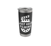 Just Keep Filming Cinéastes Vidéo Film Gobelet isotherme en acier inoxydable double paroi