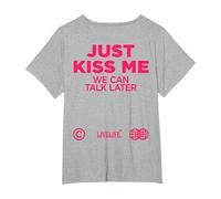 Just Kiss ME. WE Can Talk Later Amour Saint Valentin Backprint T-Shirt, Femme Grandes Tailles, Gris Chiné, 1X