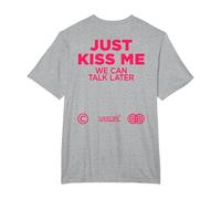 Just Kiss ME. WE Can Talk Later Amour Saint Valentin Backprint T-Shirt, Homme Grandes Tailles, Gris Chiné, 2X Tall