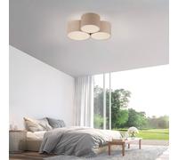 Plafonnier Tissu Beige Salon E27 L: 70 CM 3-flammig Deckenleuchte Blendarm