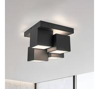 JUST LIGHT. GmbH Plafonnier LED Tetris, noir, Salon / Salle à manger, Métal, Moderne, Plafonnier LED