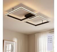 Plafonnier LED Plafonnier à intensité variable Chambre à coucher Métal noir CCT Mémoire L 104,8 cm