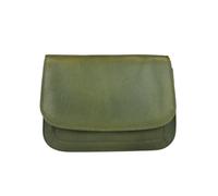 Just Lioné Suzie - Sac à bandoulière en cuir pour femme - Cuir véritable - Design intemporel avec fermeture éclair - Taille moyenne - Noir/cognac/marron foncé/vert olive, Vert olive